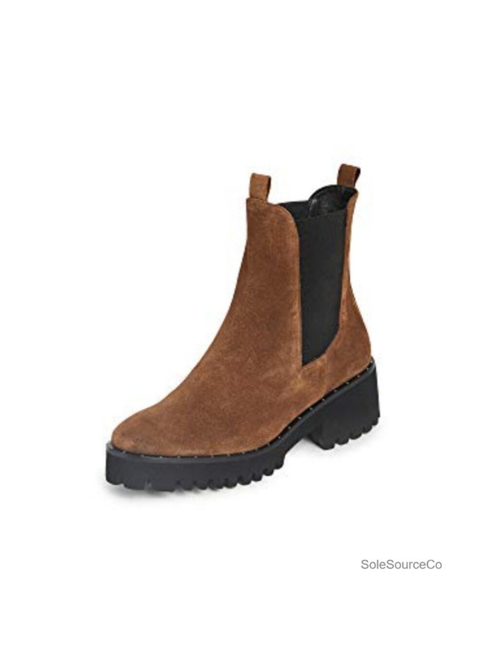 Leather Chelsea Ankle Boots Chunky Block Heel Lug Sole